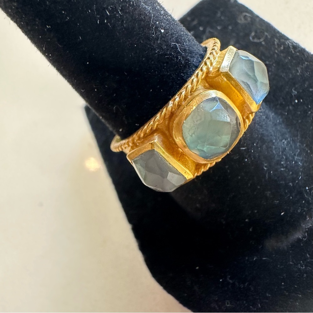 Julie Vos Gold Ring with Blue Stones